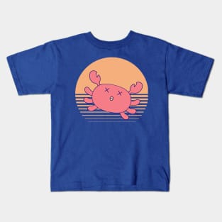 Oh Crab Day, Kawaii Cute Crab, Funny Pun, Vintage Sun Background, Oh Crap Kids T-Shirt